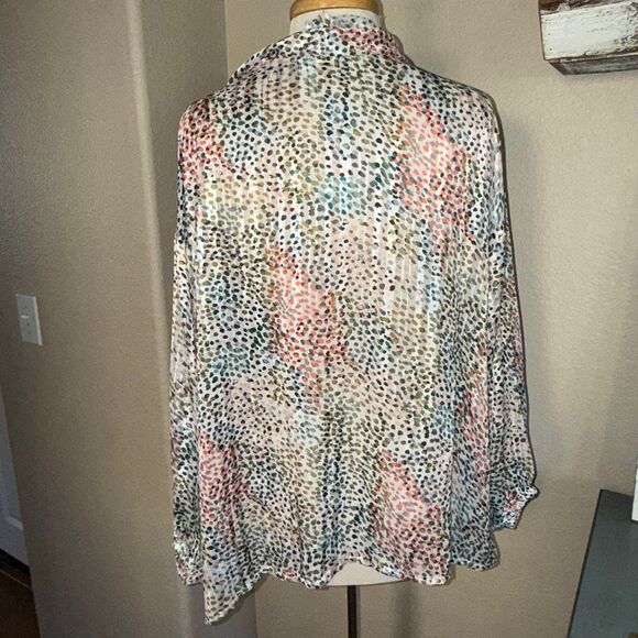 Anthropologie Womens Spotted Shimmer Open Front Kimono Multicolor One Size - Picture 8 of 13
